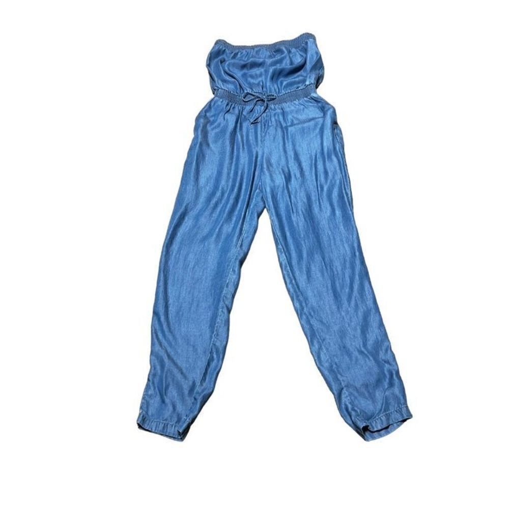 Cisono Strapless Summer Weight Denim Romper Pant Set Size Small